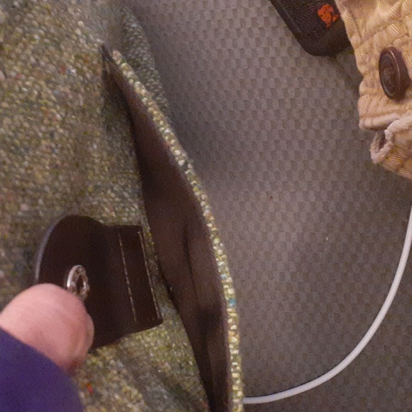 VTG Ann Taylor Loft Woman's Wool Blend Handbag Moss Green/Chocolate Purse EUC - Picture 7 of 9